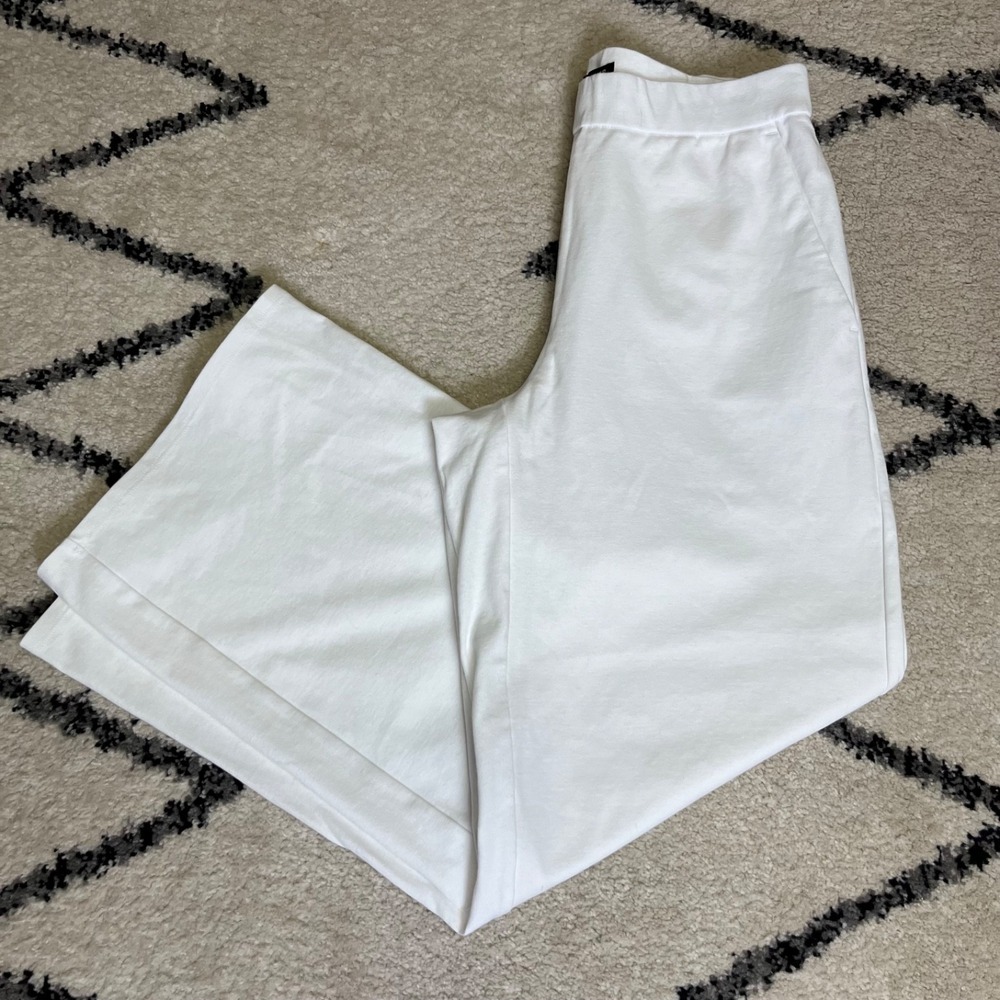 Eileen Fisher XXS Wide Leg Ankle Pants White Organic Cotton Ponte Pocket